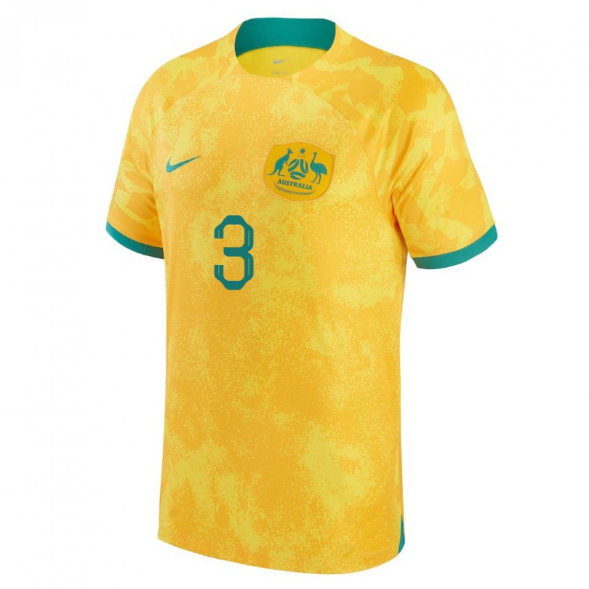 Niño Camiseta Australia Nathaniel Atkinson #3 Dorado 1ª Equipación 22-24 La Camisa Perú