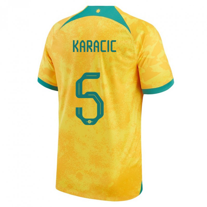 Niño Camiseta Australia Fran Karacic #5 Dorado 1ª Equipación 22-24 La Camisa Perú