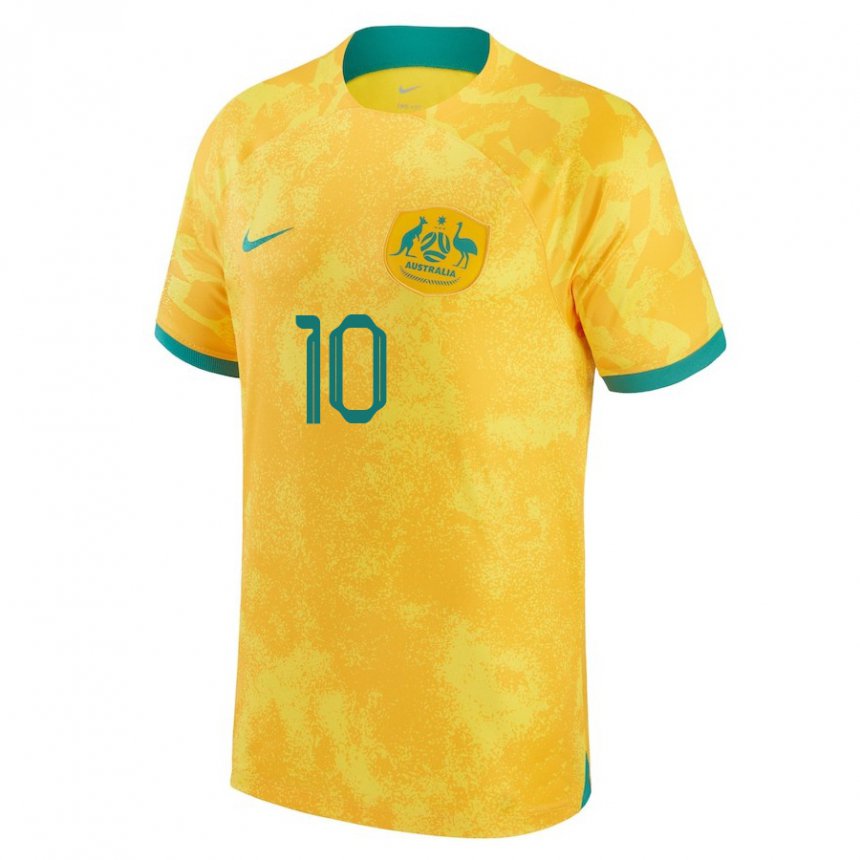 Niño Camiseta Australia Ajdin Hrustic #10 Dorado 1ª Equipación 22-24 La Camisa Perú