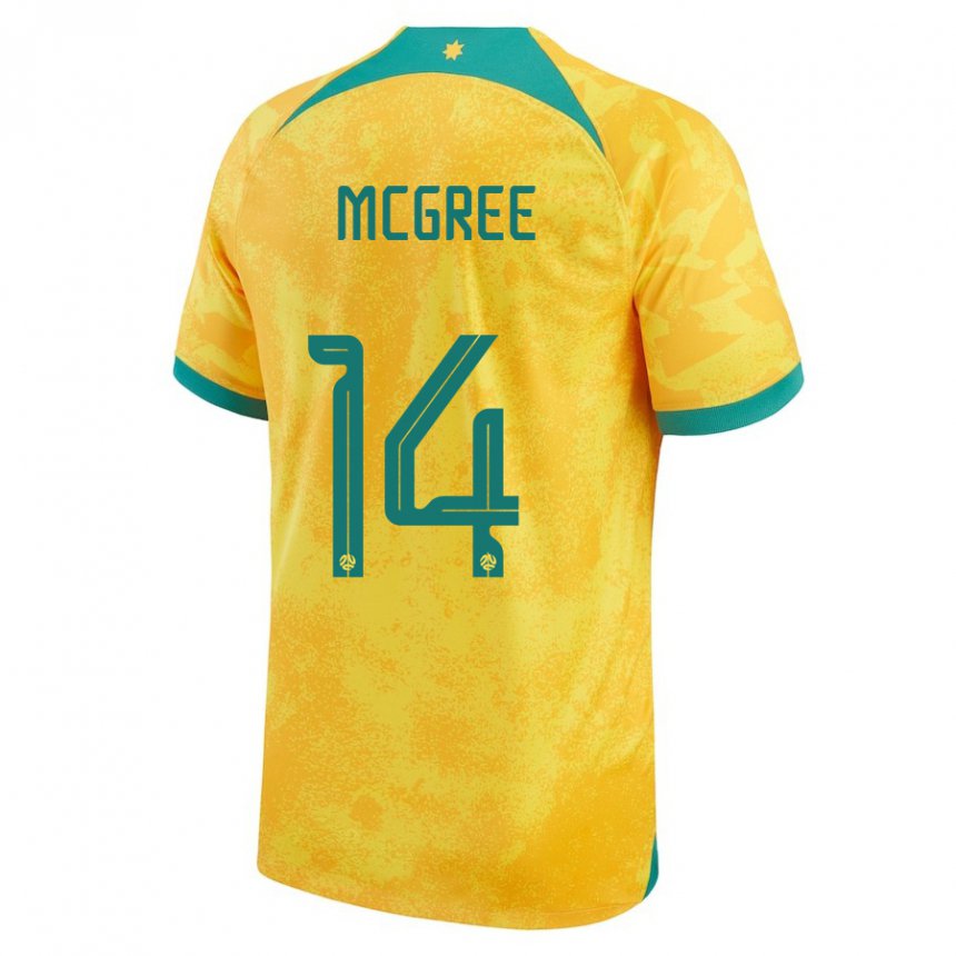 Niño Camiseta Australia Riley Mcgree #14 Dorado 1ª Equipación 22-24 La Camisa Perú