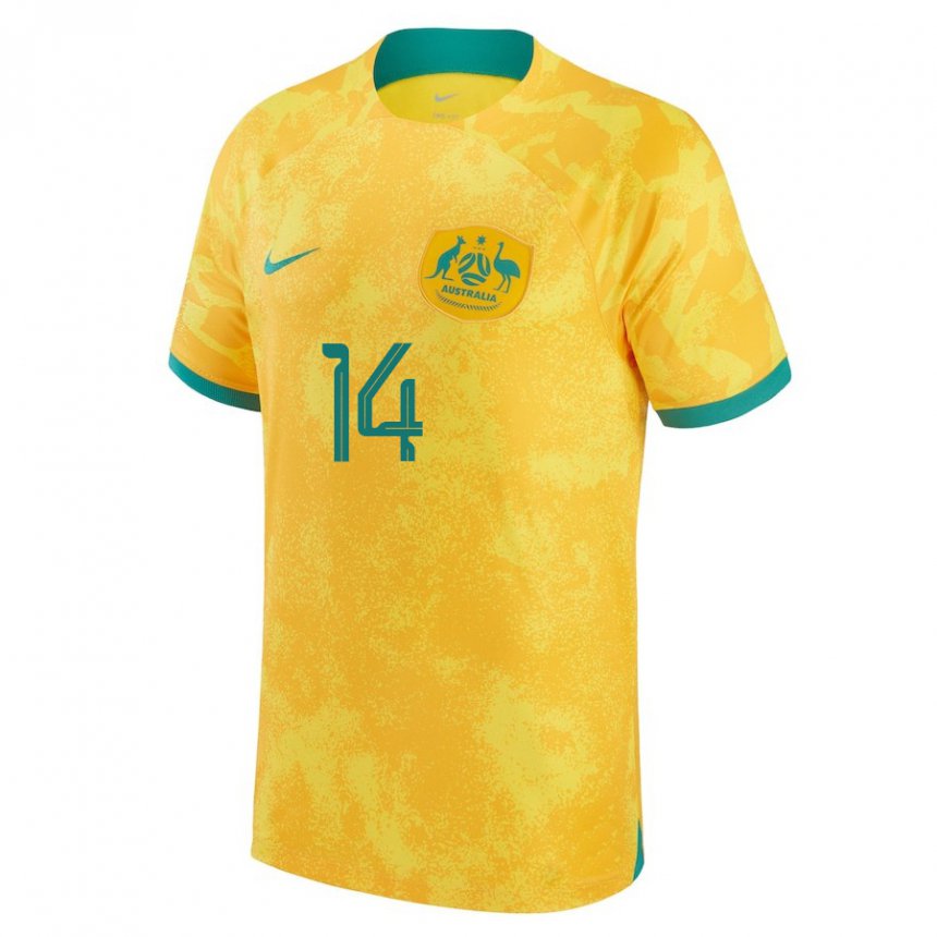 Niño Camiseta Australia Riley Mcgree #14 Dorado 1ª Equipación 22-24 La Camisa Perú