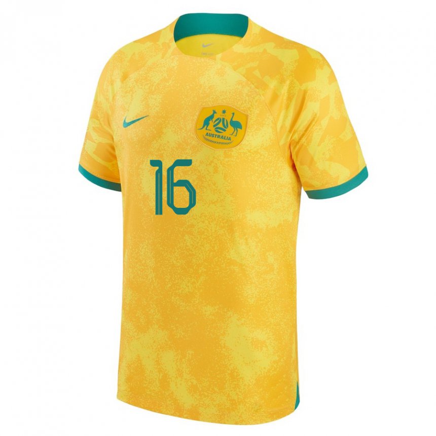 Niño Camiseta Australia Aziz Behich #16 Dorado 1ª Equipación 22-24 La Camisa Perú