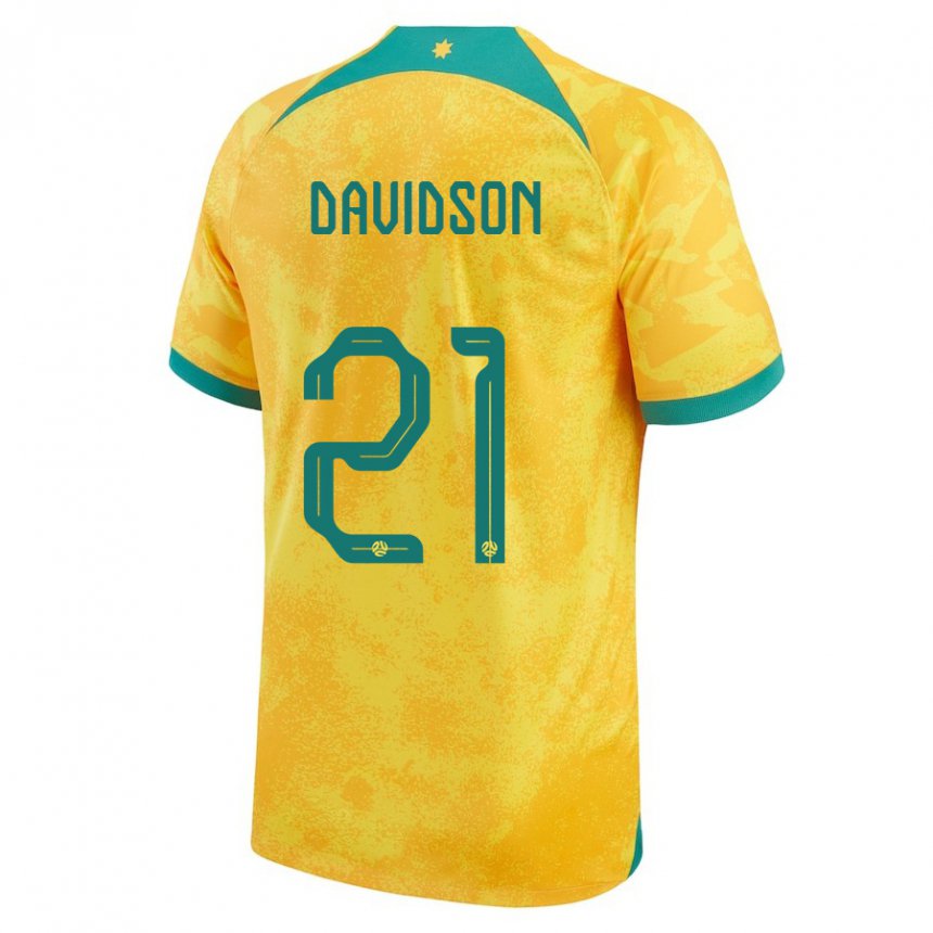 Niño Camiseta Australia Jason Davidson #21 Dorado 1ª Equipación 22-24 La Camisa Perú