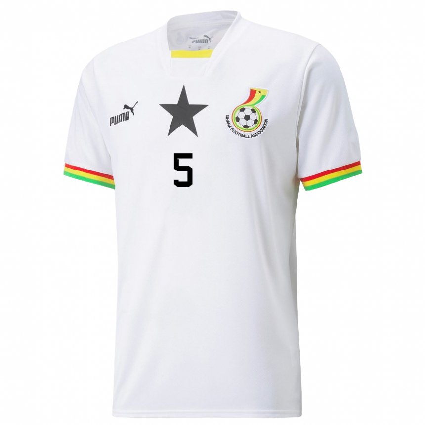 Niño Camiseta Ghana Thomas Partey #5 Blanco 1ª Equipación 22-24 La Camisa Perú