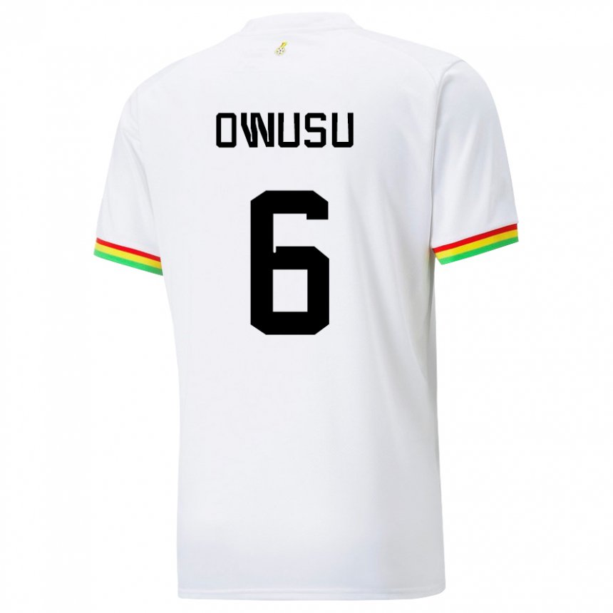 Niño Camiseta Ghana Elisha Owusu #6 Blanco 1ª Equipación 22-24 La Camisa Perú