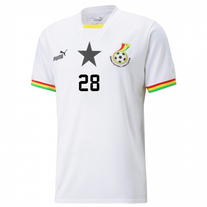 Niño Camiseta Ghana Daniel Afriyie #28 Blanco 1ª Equipación 22-24 La Camisa Perú