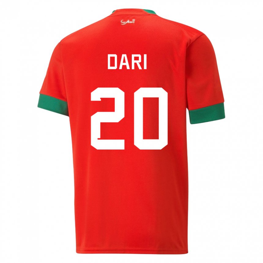 Niño Camiseta Marruecos Achraf Dari #20 Rojo 1ª Equipación 22-24 La Camisa Perú