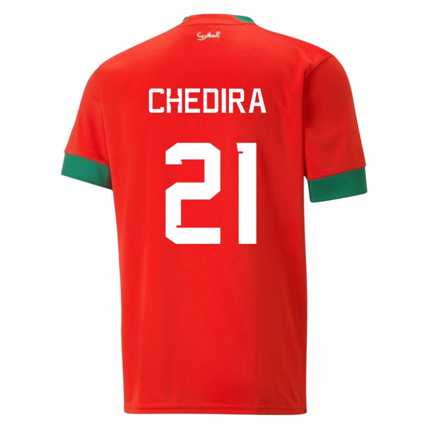 Niño Camiseta Marruecos Walid Chedira #21 Rojo 1ª Equipación 22-24 La Camisa Perú