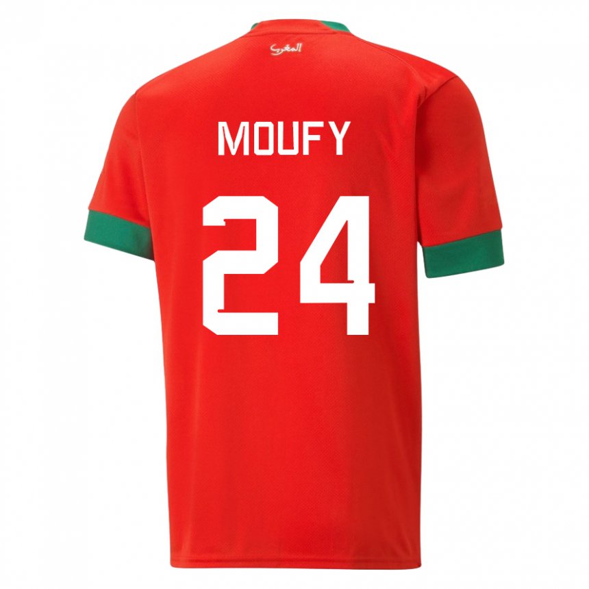 Niño Camiseta Marruecos Fahd Moufy #24 Rojo 1ª Equipación 22-24 La Camisa Perú