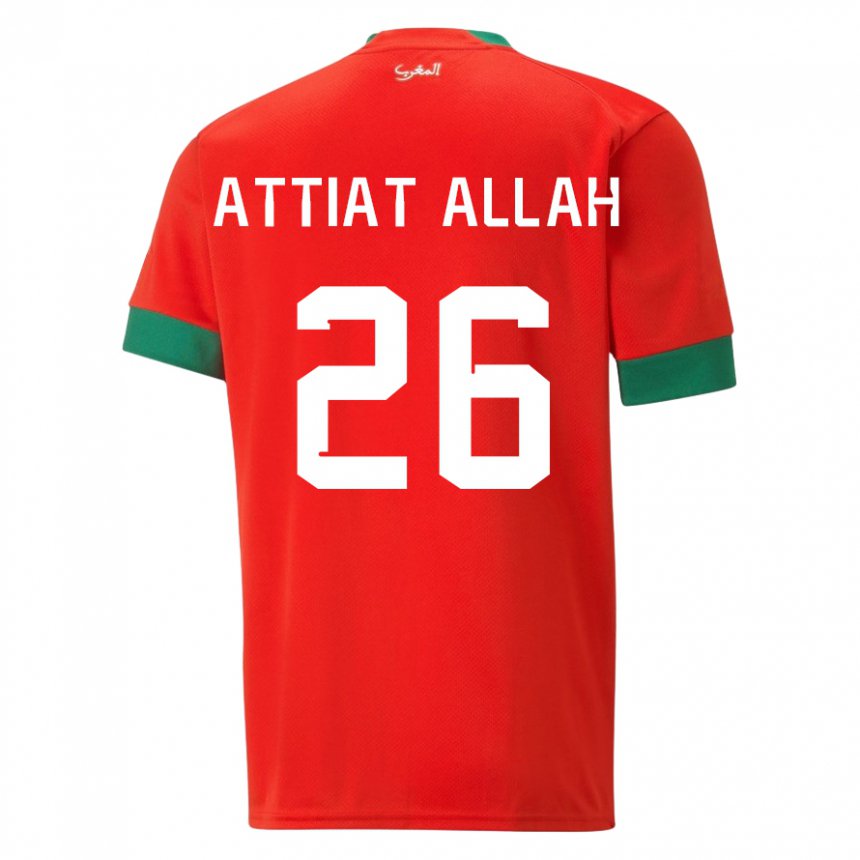 Niño Camiseta Marruecos Yahia Attiat-allah #26 Rojo 1ª Equipación 22-24 La Camisa Perú