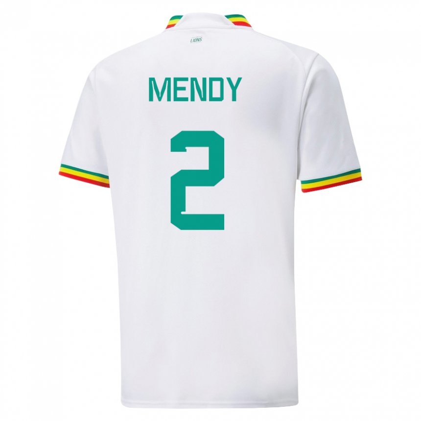 Niño Camiseta Senegal Formose Mendy #2 Blanco 1ª Equipación 22-24 La Camisa Perú