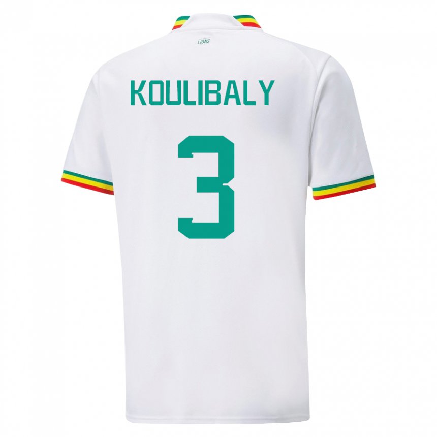 Niño Camiseta Senegal Kalidou Koulibaly #3 Blanco 1ª Equipación 22-24 La Camisa Perú