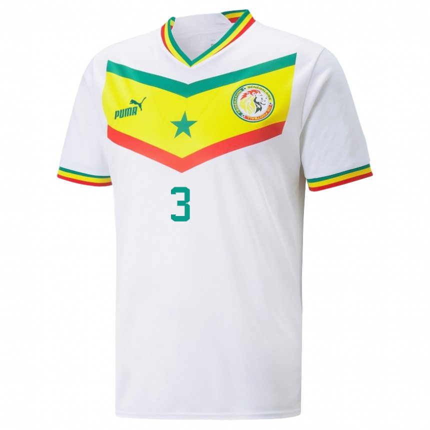 Niño Camiseta Senegal Kalidou Koulibaly #3 Blanco 1ª Equipación 22-24 La Camisa Perú