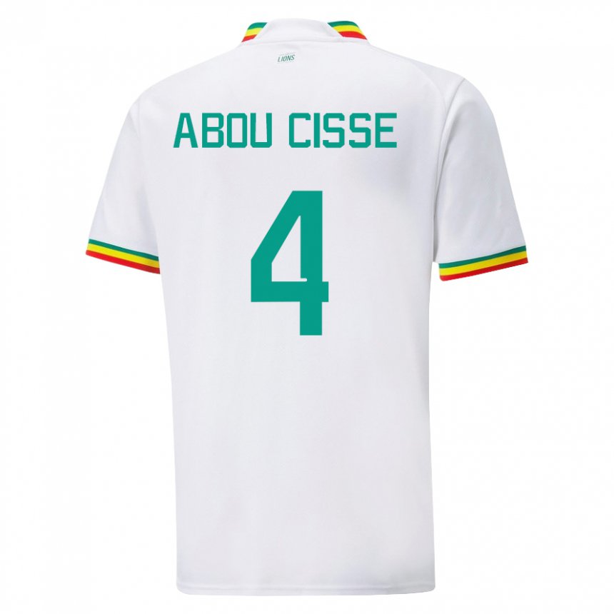 Niño Camiseta Senegal Pape Abou Cisse #4 Blanco 1ª Equipación 22-24 La Camisa Perú