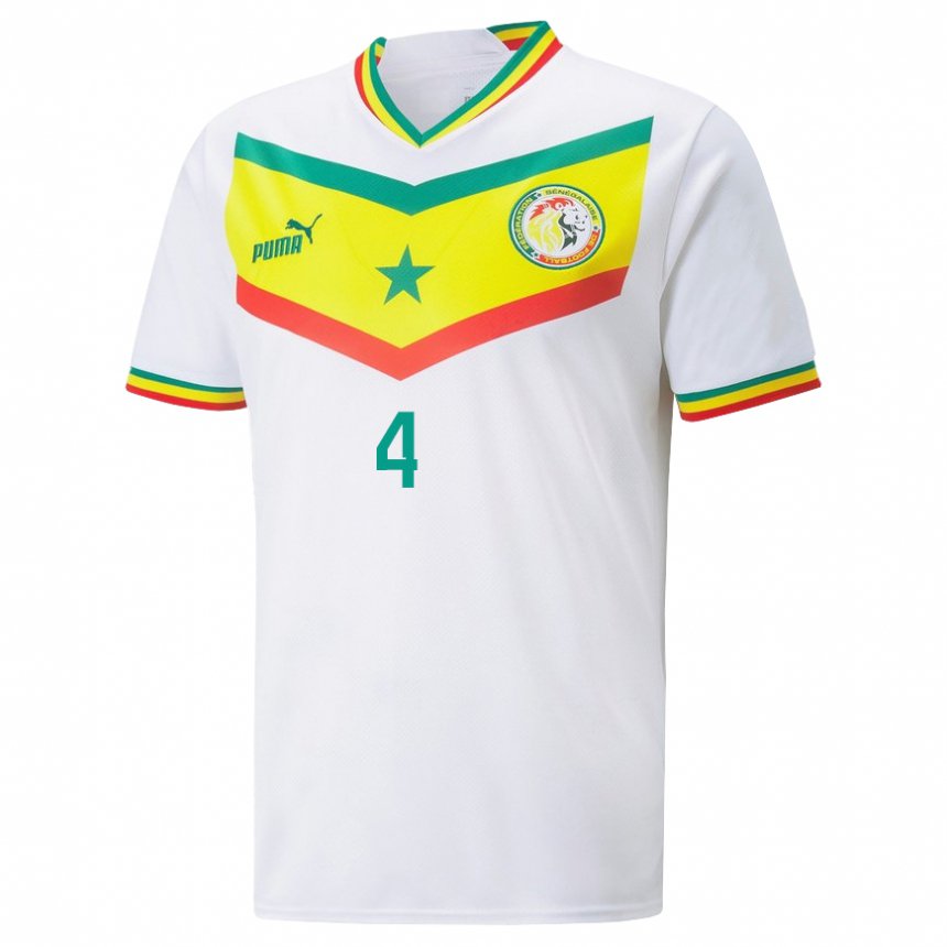 Niño Camiseta Senegal Pape Abou Cisse #4 Blanco 1ª Equipación 22-24 La Camisa Perú