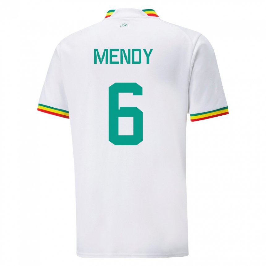 Niño Camiseta Senegal Nampalys Mendy #6 Blanco 1ª Equipación 22-24 La Camisa Perú