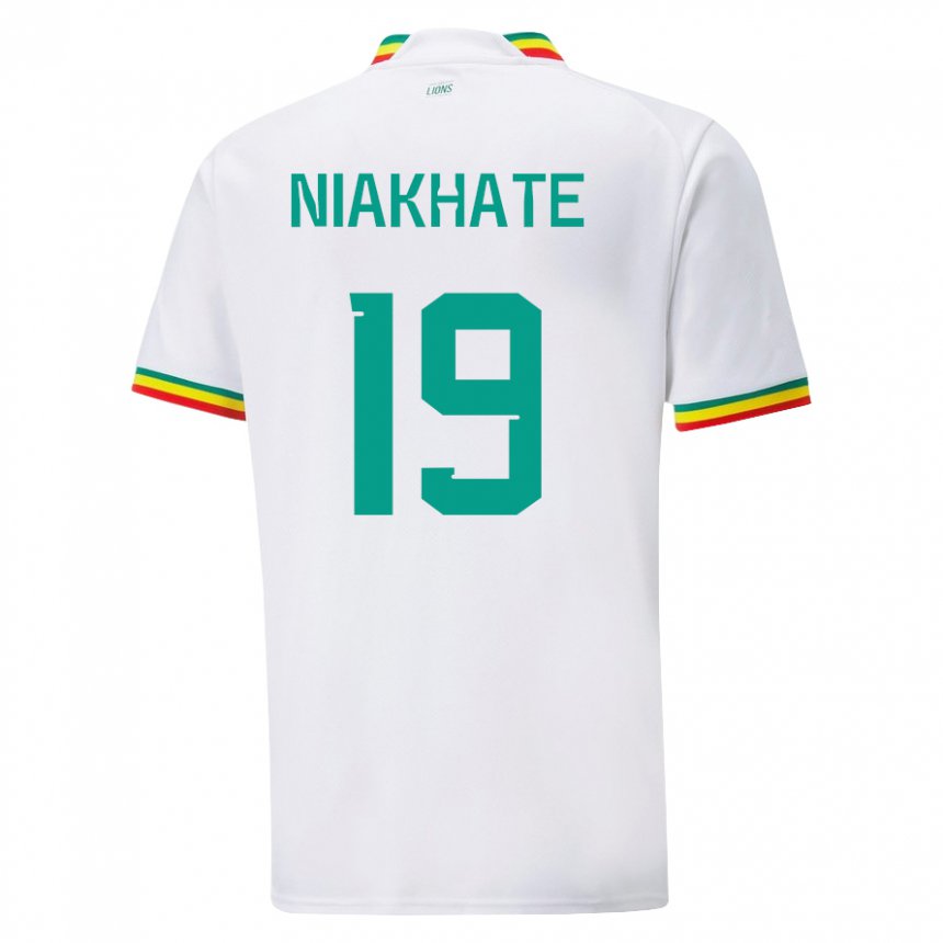 Niño Camiseta Senegal Moussa Niakhate #19 Blanco 1ª Equipación 22-24 La Camisa Perú