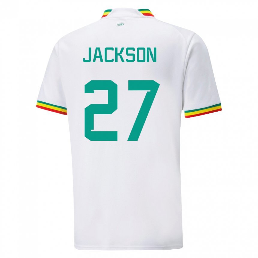 Niño Camiseta Senegal Nicolas Jackson #27 Blanco 1ª Equipación 22-24 La Camisa Perú