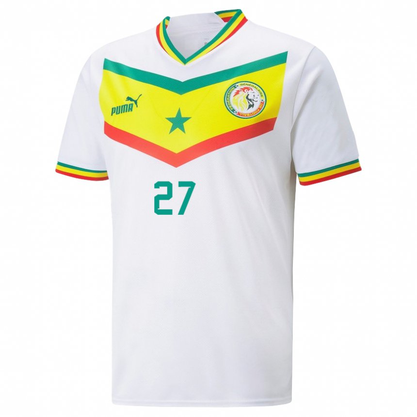 Niño Camiseta Senegal Nicolas Jackson #27 Blanco 1ª Equipación 22-24 La Camisa Perú