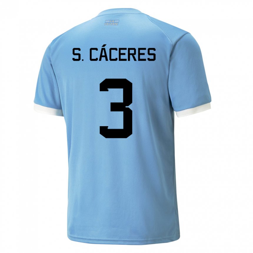 Niño Camiseta Uruguay Sebastian Caceres #3 Azul 1ª Equipación 22-24 La Camisa Perú