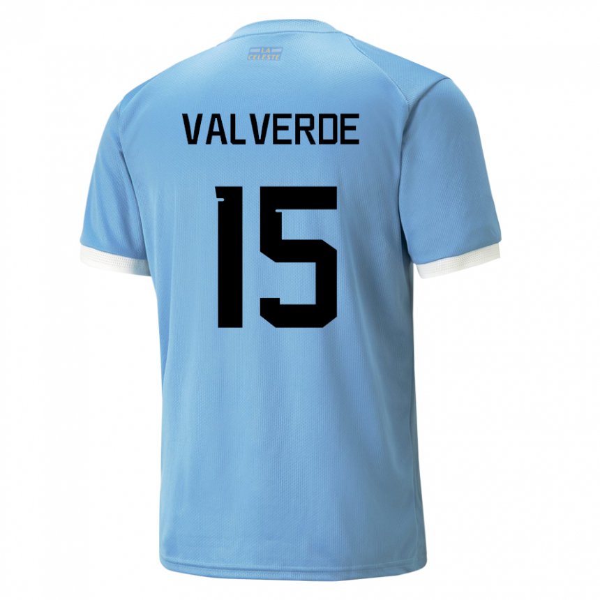 Niño Camiseta Uruguay Federico Valverde #15 Azul 1ª Equipación 22-24 La Camisa Perú