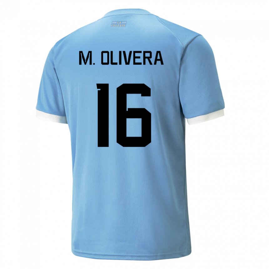 Niño Camiseta Uruguay Mathias Olivera #16 Azul 1ª Equipación 22-24 La Camisa Perú