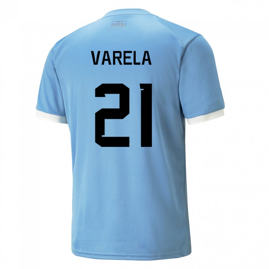 Niño Camiseta Uruguay Gullermo Varela #21 Azul 1ª Equipación 22-24 La Camisa Perú