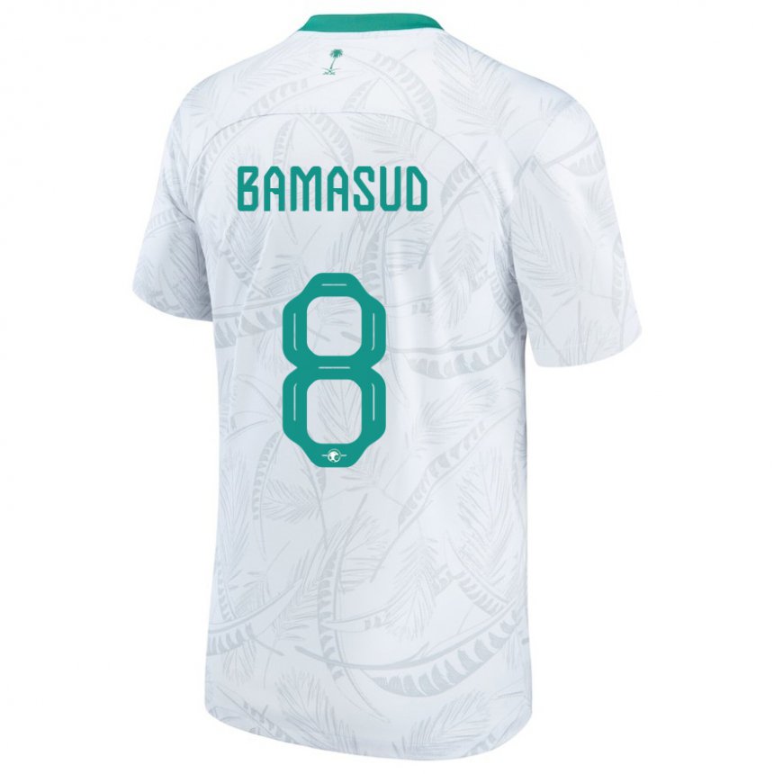 Niño Camiseta Arabia Saudita Ahmed Bamasud #8 Blanco 1ª Equipación 22-24 La Camisa Perú