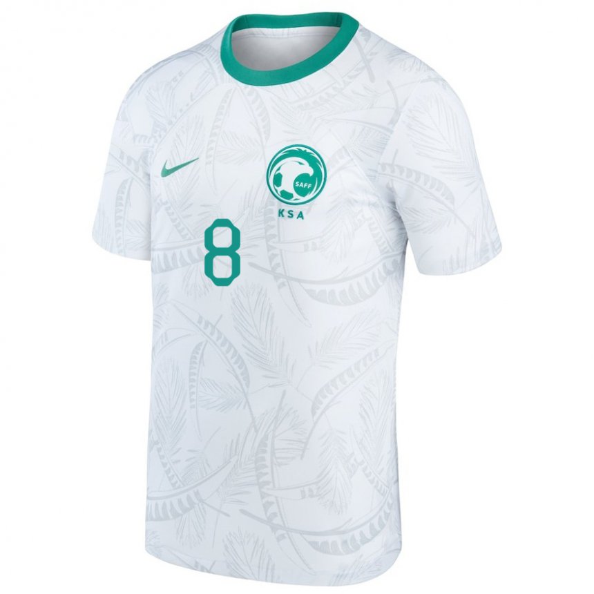 Niño Camiseta Arabia Saudita Ahmed Bamasud #8 Blanco 1ª Equipación 22-24 La Camisa Perú