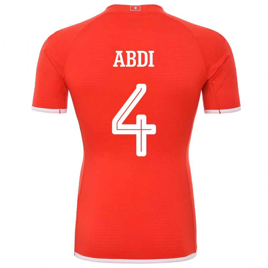 Niño Camiseta Túnez Ali Abdi #4 Rojo 1ª Equipación 22-24 La Camisa Perú