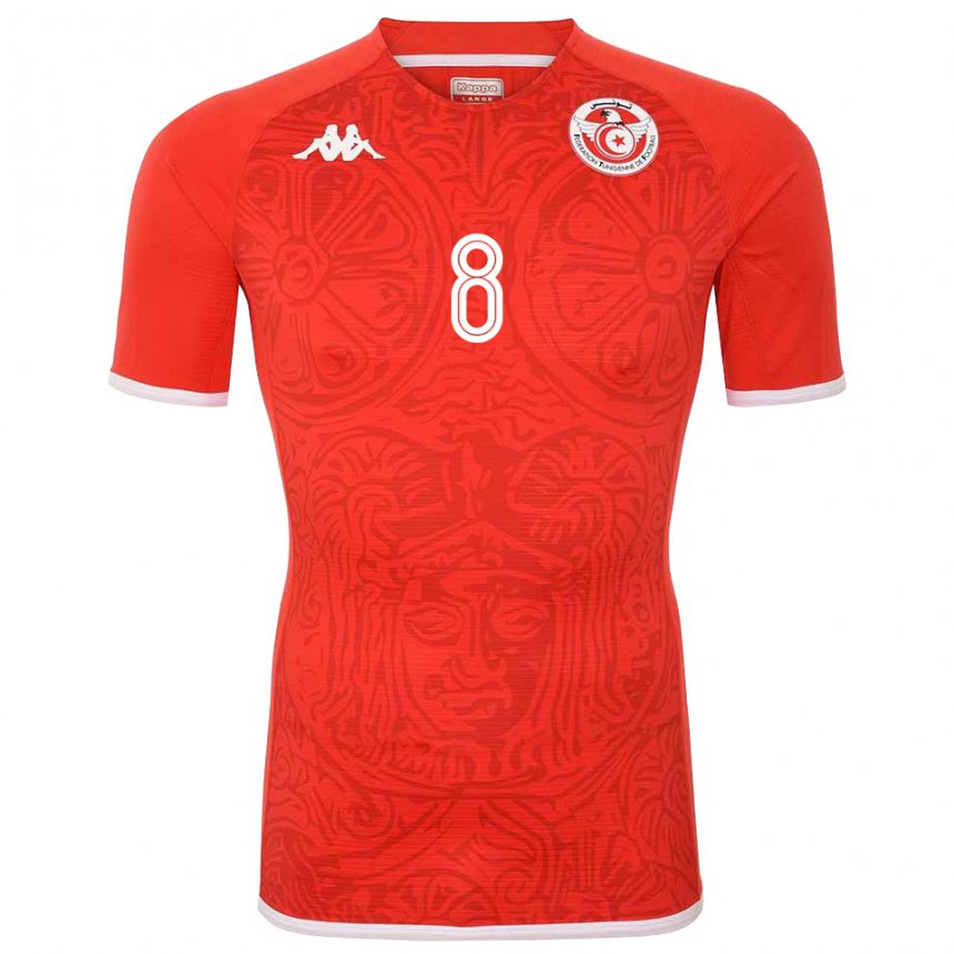 Niño Camiseta Túnez Saif Eddine Khaoui #8 Rojo 1ª Equipación 22-24 La Camisa Perú