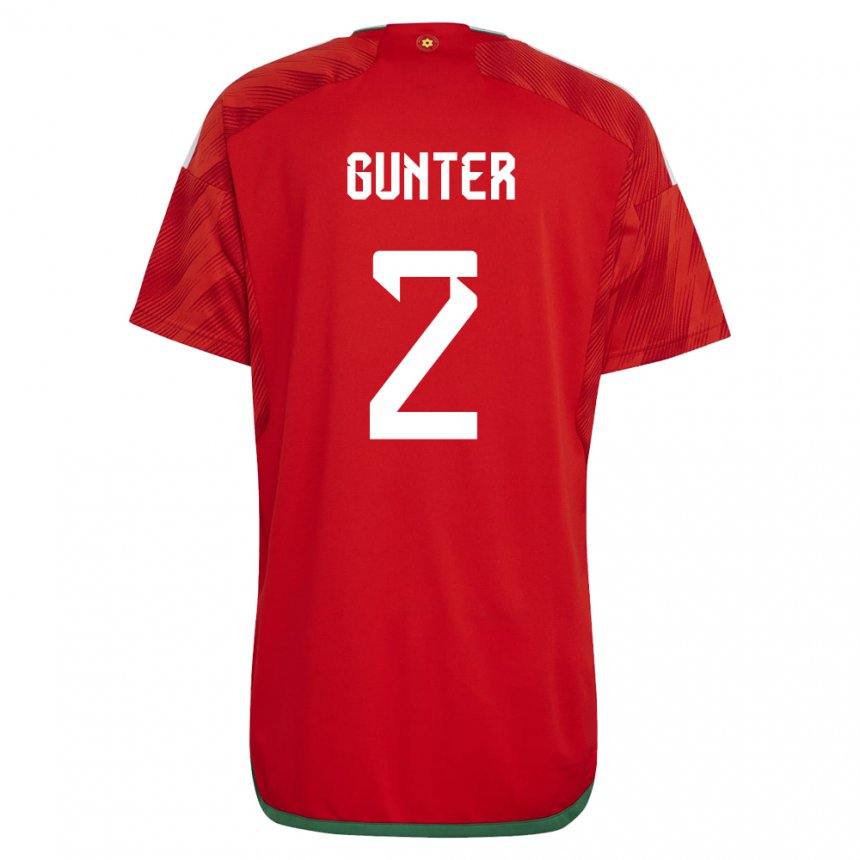 Niño Camiseta Gales Chris Gunter #2 Rojo 1ª Equipación 22-24 La Camisa Perú