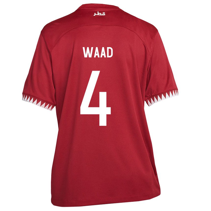 Niño Camiseta Catar Mohammed Waad #4 Granate 1ª Equipación 22-24 La Camisa Perú