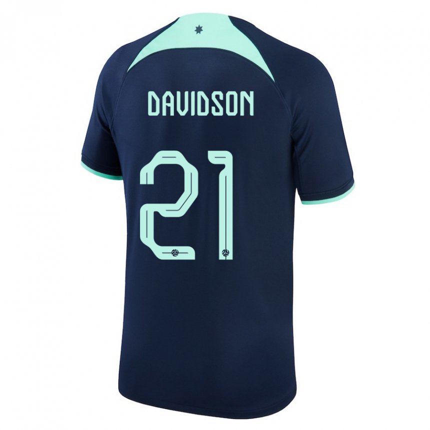 Niño Camiseta Australia Jason Davidson #21 Azul Oscuro 2ª Equipación 22-24 La Camisa Perú