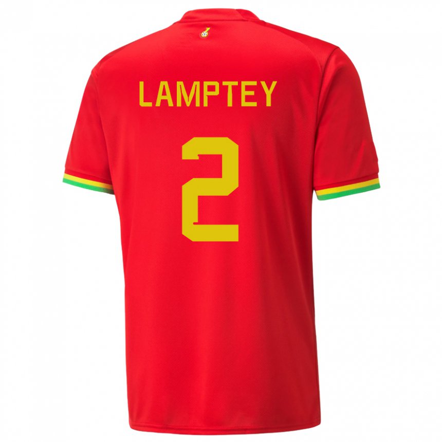 Niño Camiseta Ghana Tariq Lamptey #2 Rojo 2ª Equipación 22-24 La Camisa Perú