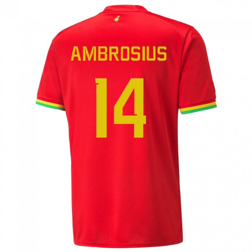 Niño Camiseta Ghana Stephan Ambrosius #14 Rojo 2ª Equipación 22-24 La Camisa Perú