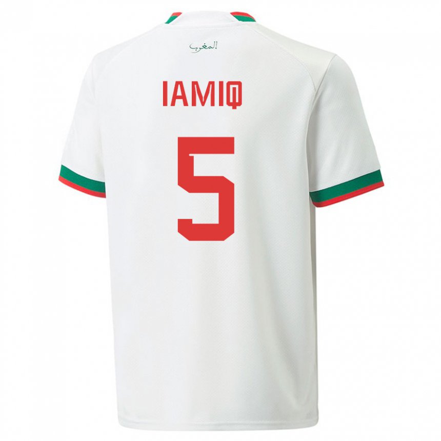 Niño Camiseta Marruecos Jawad Iamiq #5 Blanco 2ª Equipación 22-24 La Camisa Perú