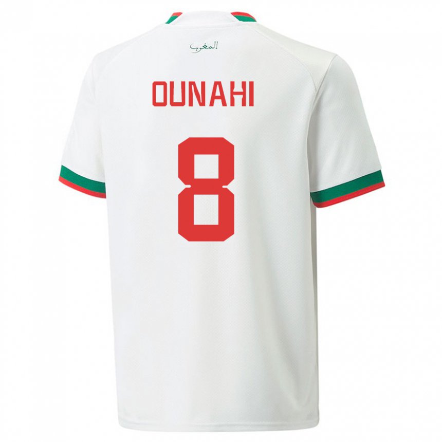 Niño Camiseta Marruecos Azzeddine Ounahi #8 Blanco 2ª Equipación 22-24 La Camisa Perú