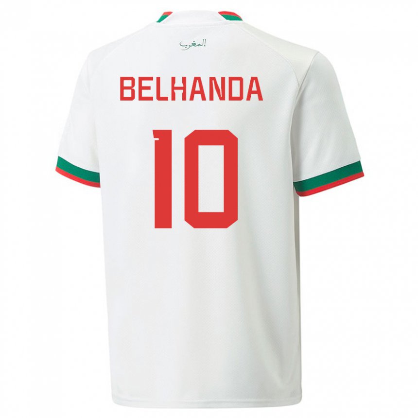 Niño Camiseta Marruecos Youness Belhanda #10 Blanco 2ª Equipación 22-24 La Camisa Perú