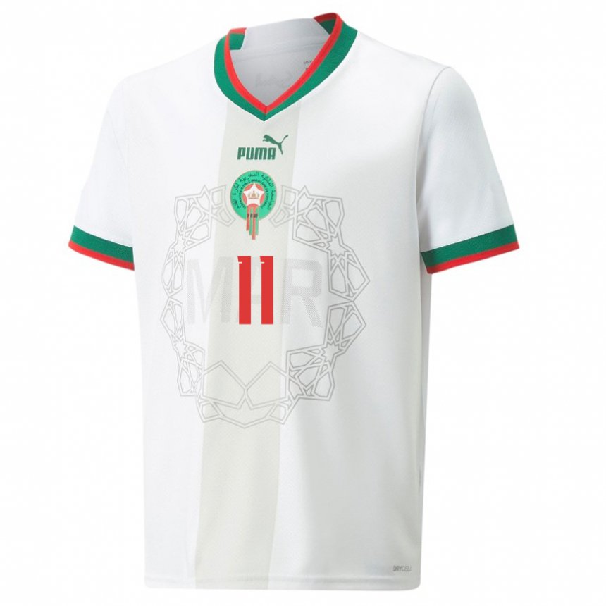 Niño Camiseta Marruecos Abdelhamid Sabiri #11 Blanco 2ª Equipación 22-24 La Camisa Perú