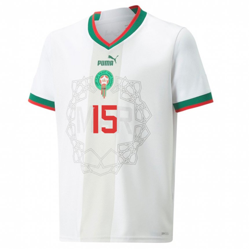 Niño Camiseta Marruecos Selim Amellah #15 Blanco 2ª Equipación 22-24 La Camisa Perú