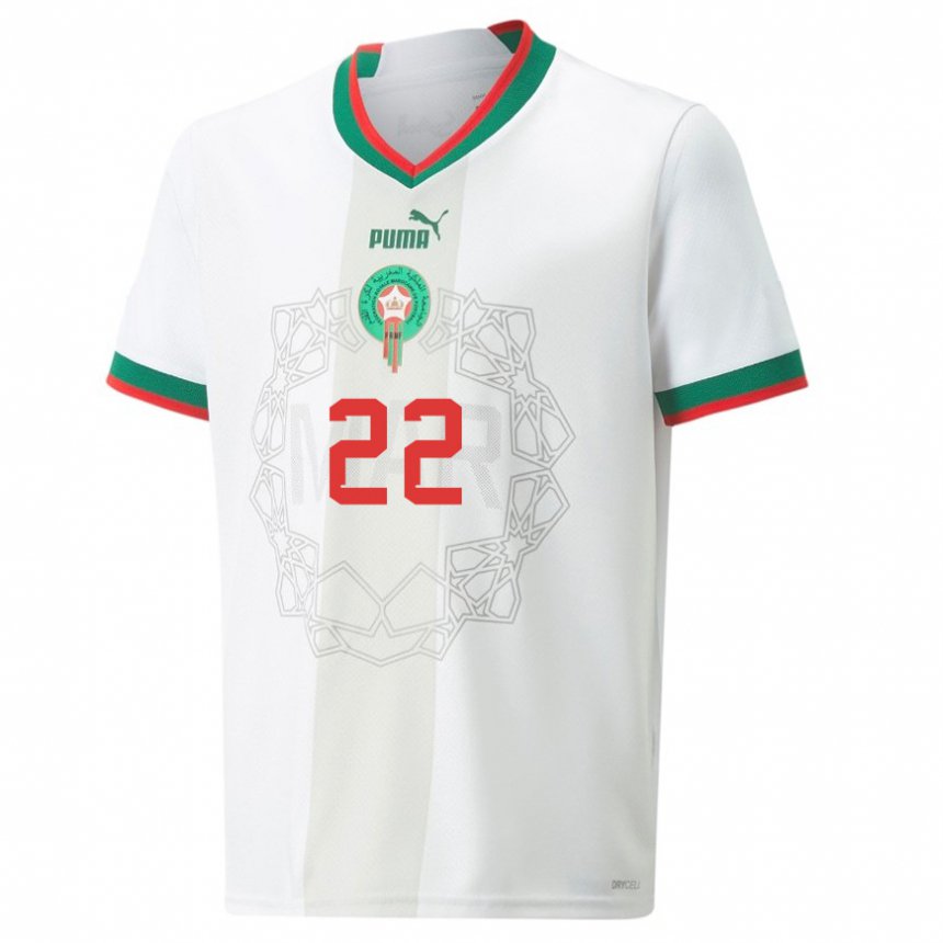 Niño Camiseta Marruecos Anas Zniti #22 Blanco 2ª Equipación 22-24 La Camisa Perú