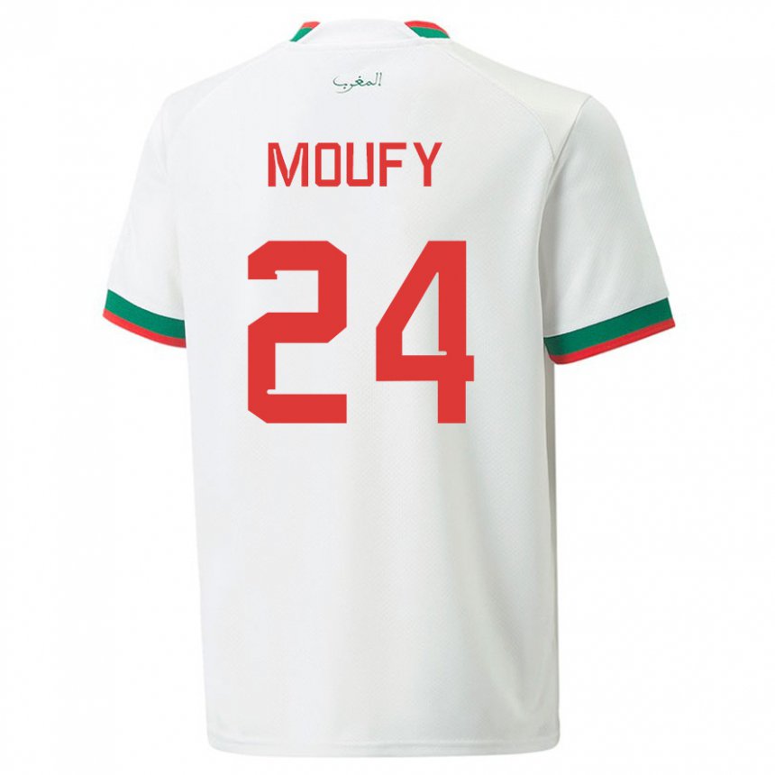 Niño Camiseta Marruecos Fahd Moufy #24 Blanco 2ª Equipación 22-24 La Camisa Perú