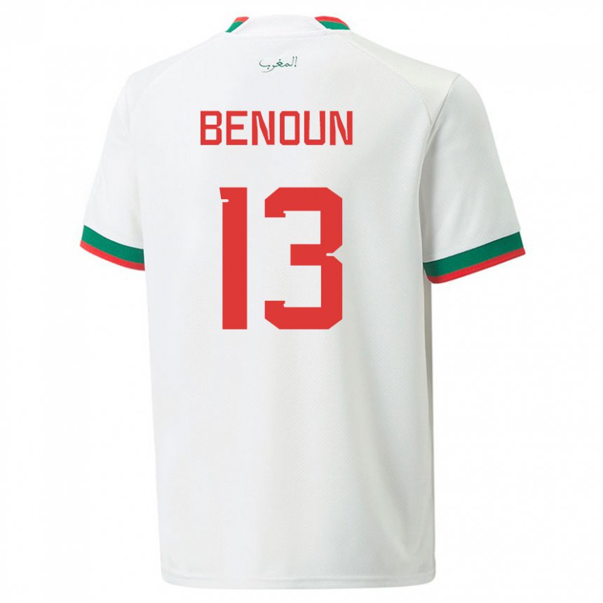 Niño Camiseta Marruecos Badr Benoun #13 Blanco 2ª Equipación 22-24 La Camisa Perú