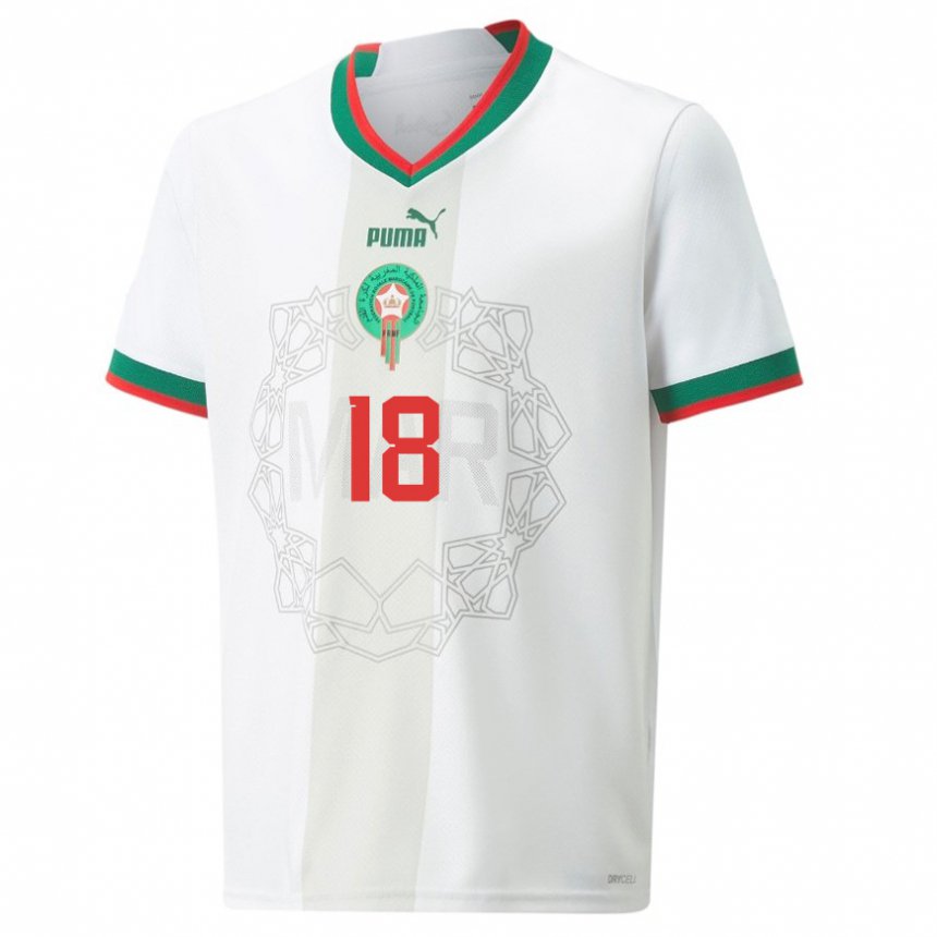 Niño Camiseta Marruecos Amine Harit #18 Blanco 2ª Equipación 22-24 La Camisa Perú