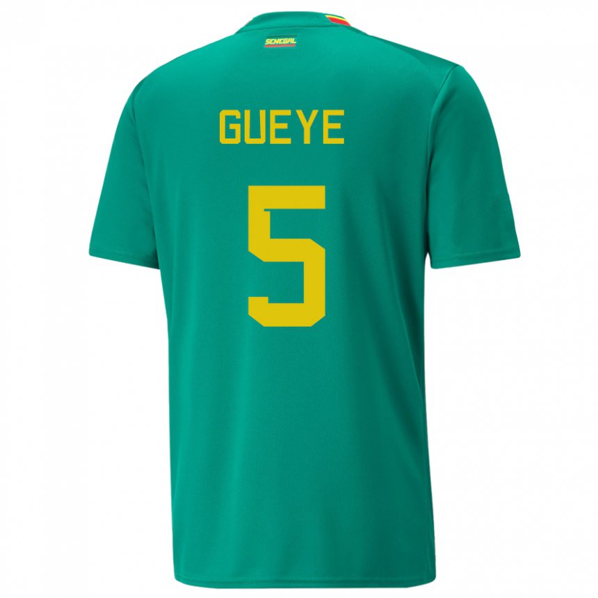 Niño Camiseta Senegal Idrissa Gueye #5 Verde 2ª Equipación 22-24 La Camisa Perú