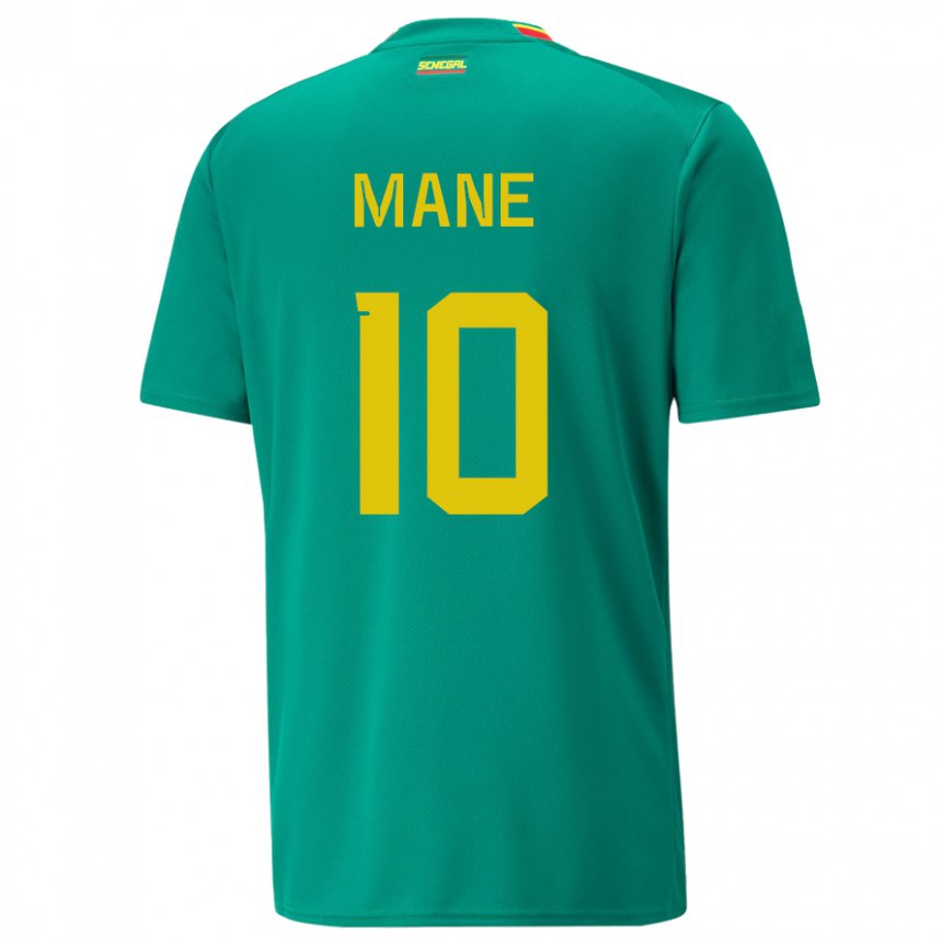 Niño Camiseta Senegal Sadio Mane #10 Verde 2ª Equipación 22-24 La Camisa Perú