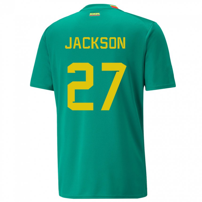 Niño Camiseta Senegal Nicolas Jackson #27 Verde 2ª Equipación 22-24 La Camisa Perú