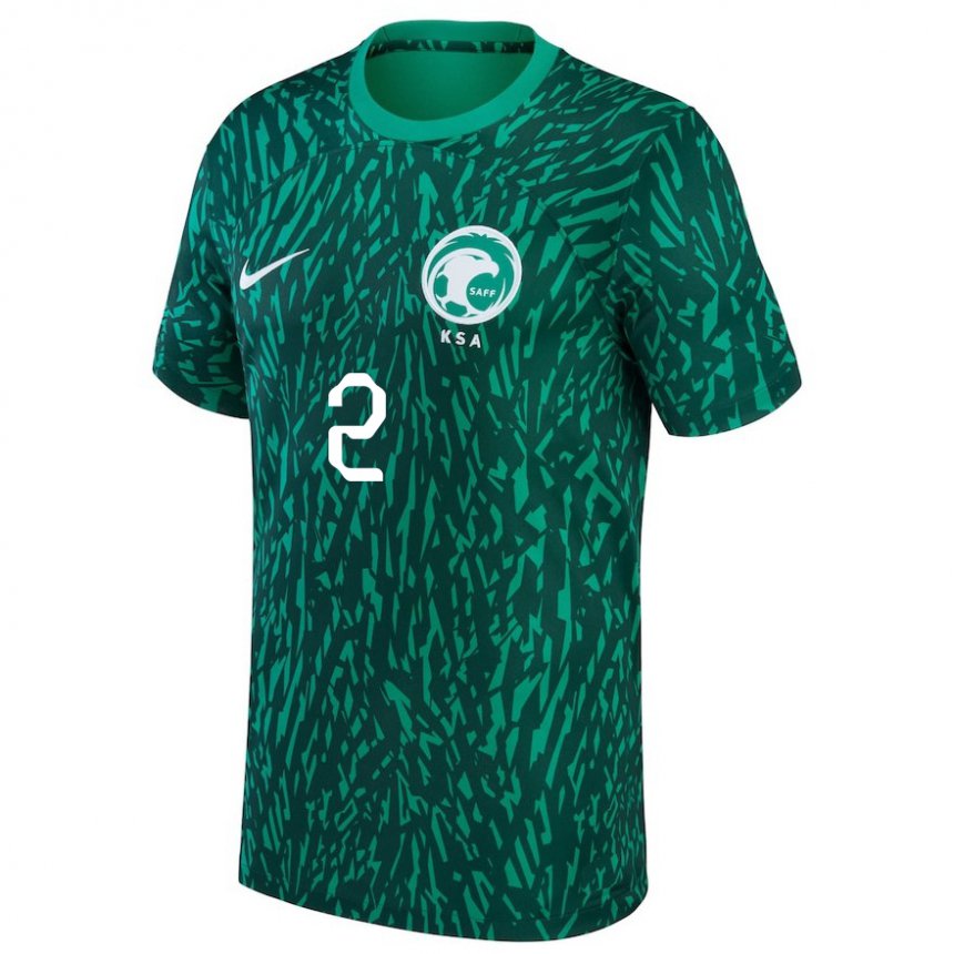 Niño Camiseta Arabia Saudita Sultan Al Ghanam #2 Verde Oscuro 2ª Equipación 22-24 La Camisa Perú