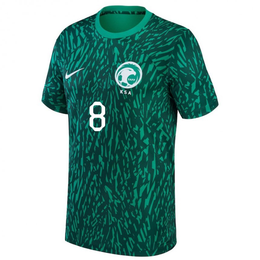 Niño Camiseta Arabia Saudita Ahmed Bamasud #8 Verde Oscuro 2ª Equipación 22-24 La Camisa Perú